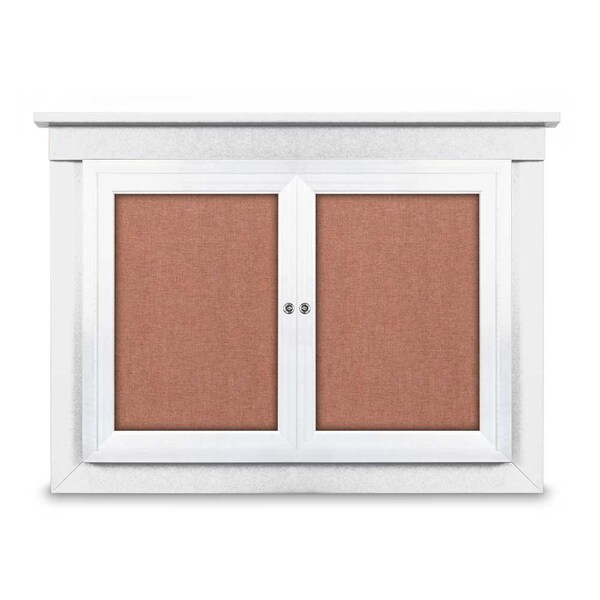 60"x36" 2-Door Enclosed Letterboard, Header, Grey Felt/Cherry